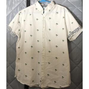 Denim & Flower Ricky Singh, Men L, Palm Trees, Short Sleeve Button Up Shirt